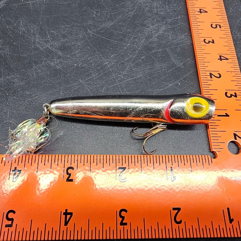 Vintage Storm Rattlin Chug Bug Chrome Orange Topwater Popper Fishing Lure